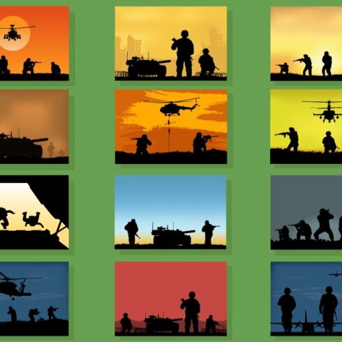 Set of images on a military theme. cover image.