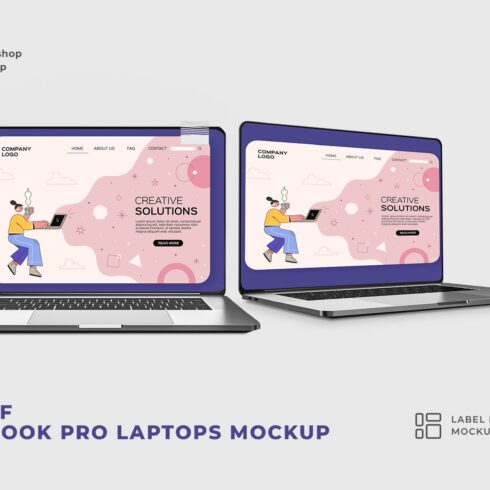 Set Of MacBook Pro Laptops Mockup cover image.
