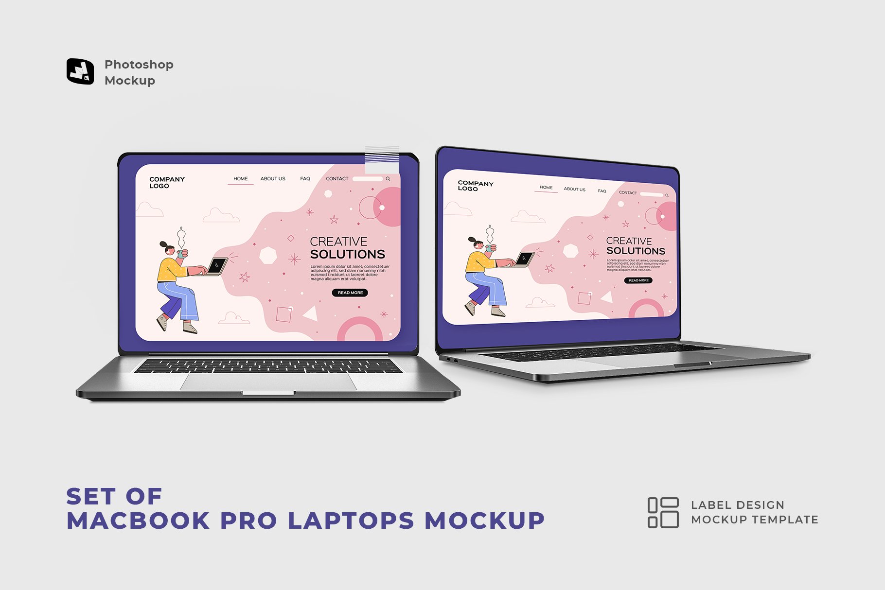 Set Of MacBook Pro Laptops Mockup cover image.
