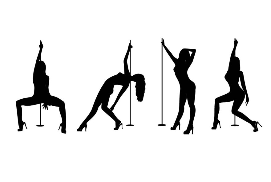 Set of silhouette dancing girl strip preview image.