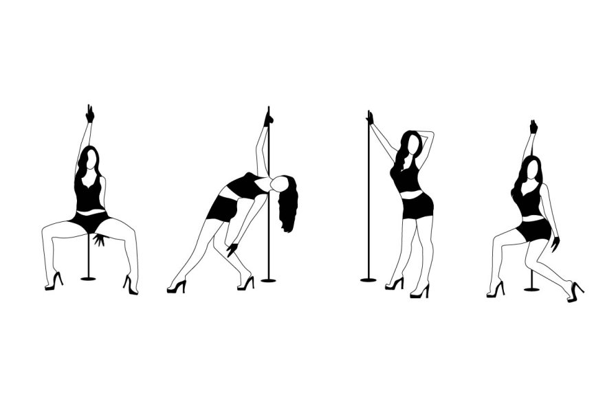 Set of silhouette dancing girl strip cover image.