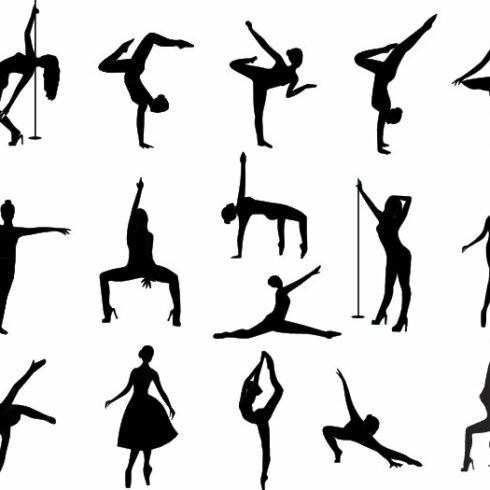 Women dancing silhouette set. cover image.