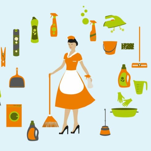 Maid and Cleaning supplies cover image.