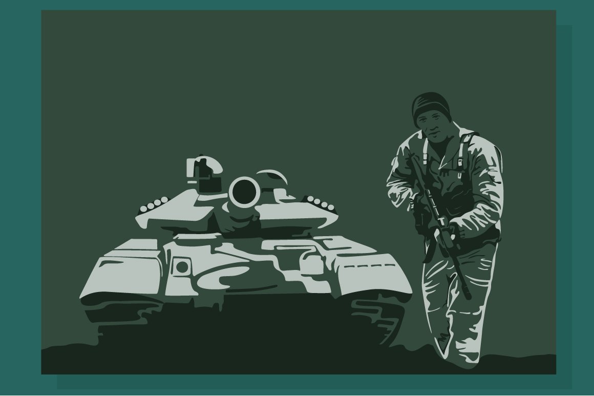set of vector illustrations on a military theme 3 978