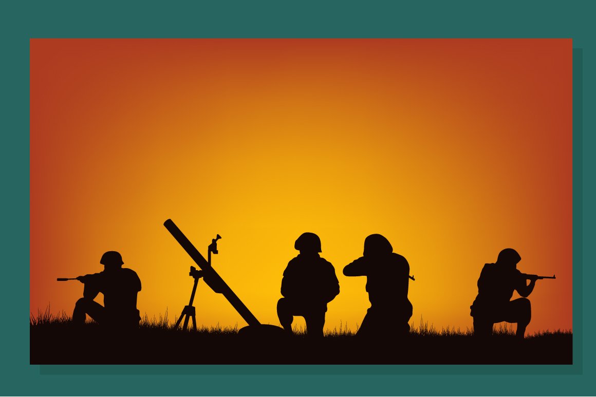 set of vector illustrations on a military theme 9 794
