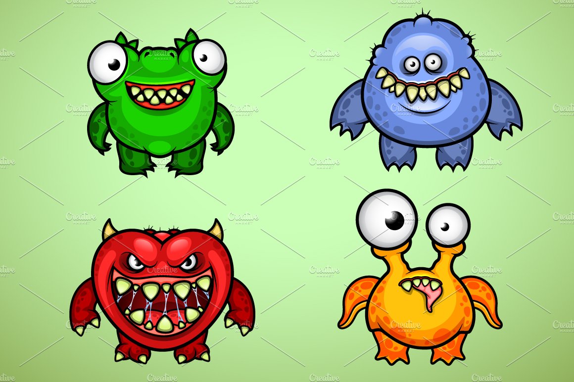Set of Four Funny Monsters cover image.