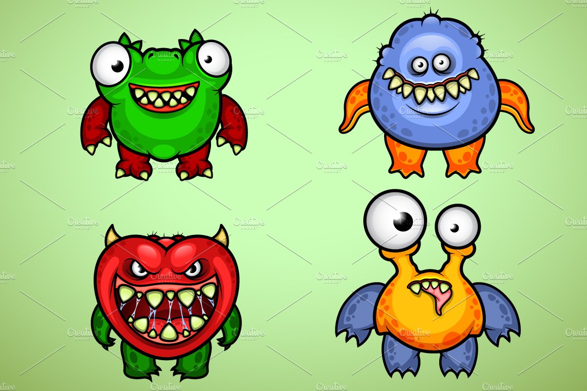 set of four funny monsters preview 4 849