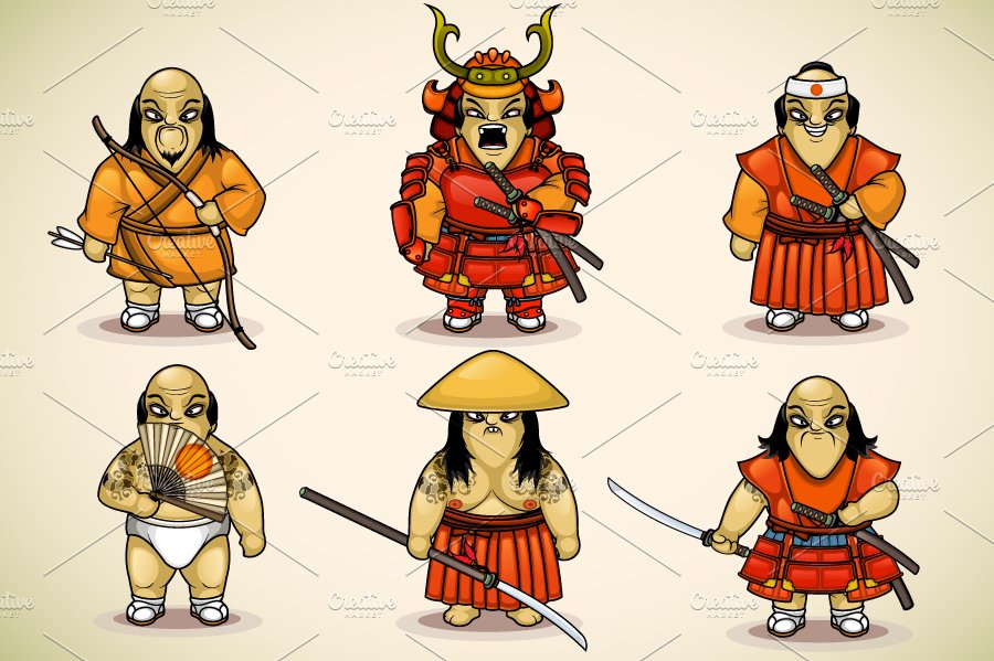 Set of samurai cover image.