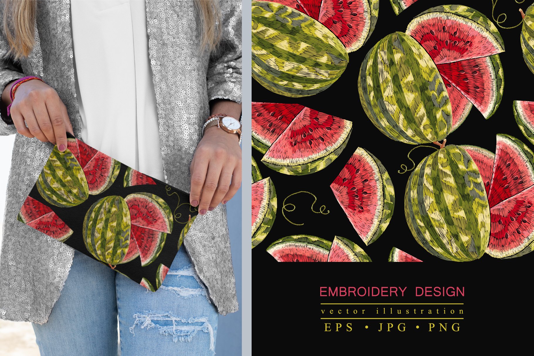 Embroidery watermelon pattern cover image.