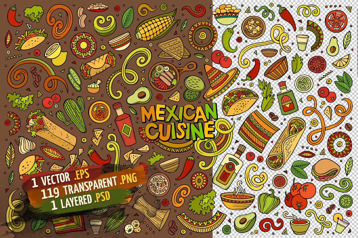 Mexican Food Objects Set preview image.
