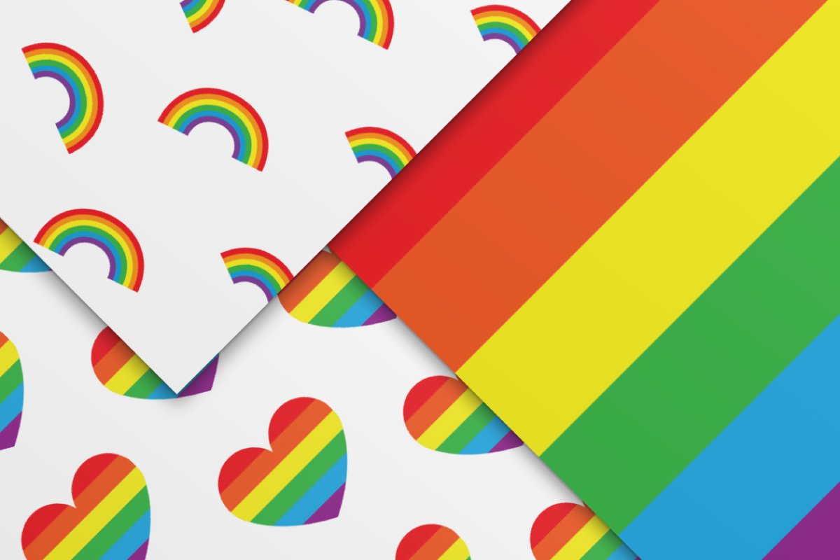 LGBTQ+ seamless patterns set preview image.