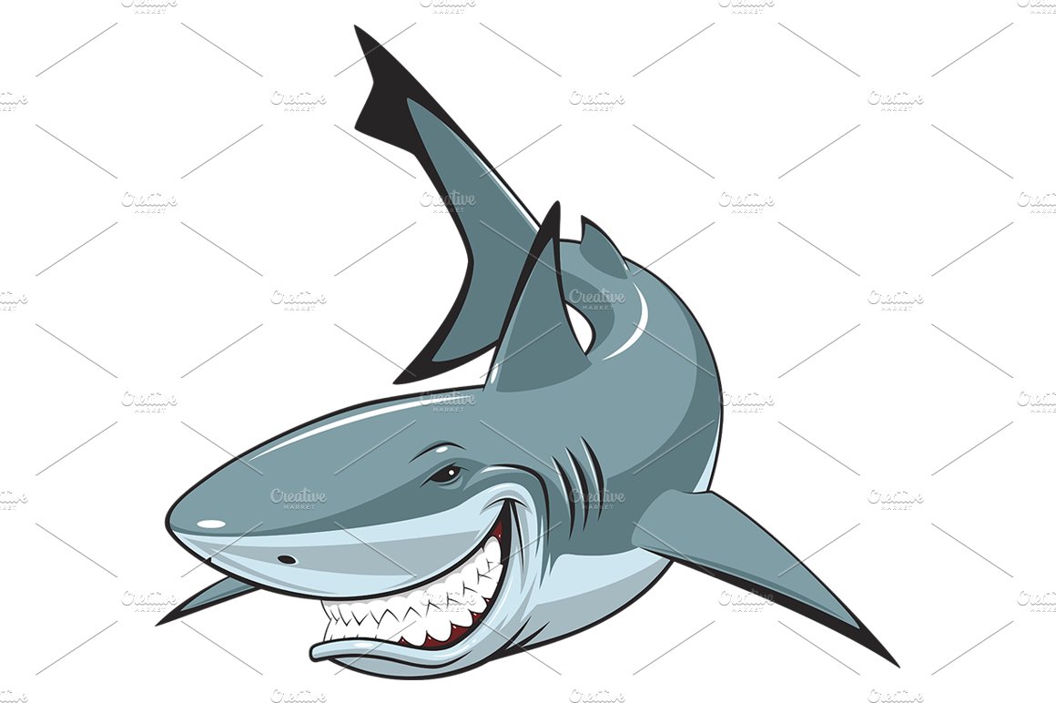 White cheerful shark cover image.