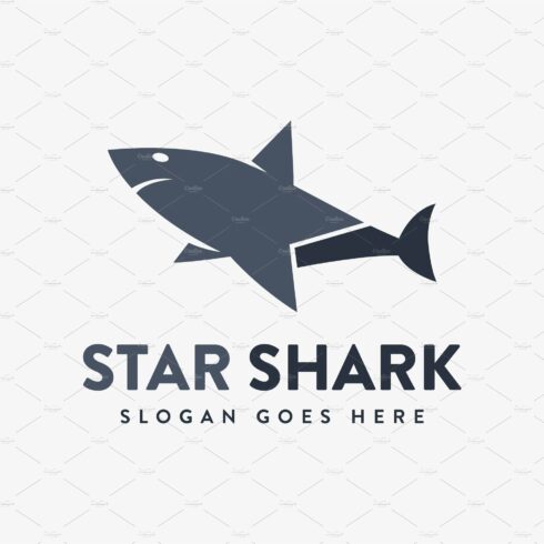 Simple Shark star logo icon vector cover image.