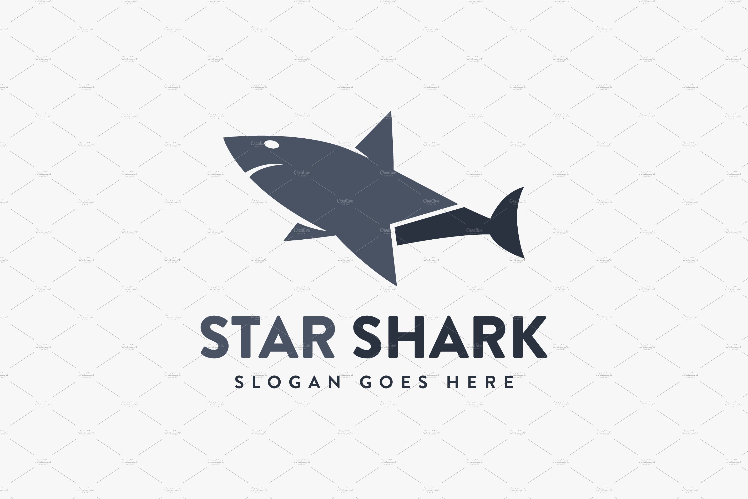 Simple Shark star logo icon vector cover image.