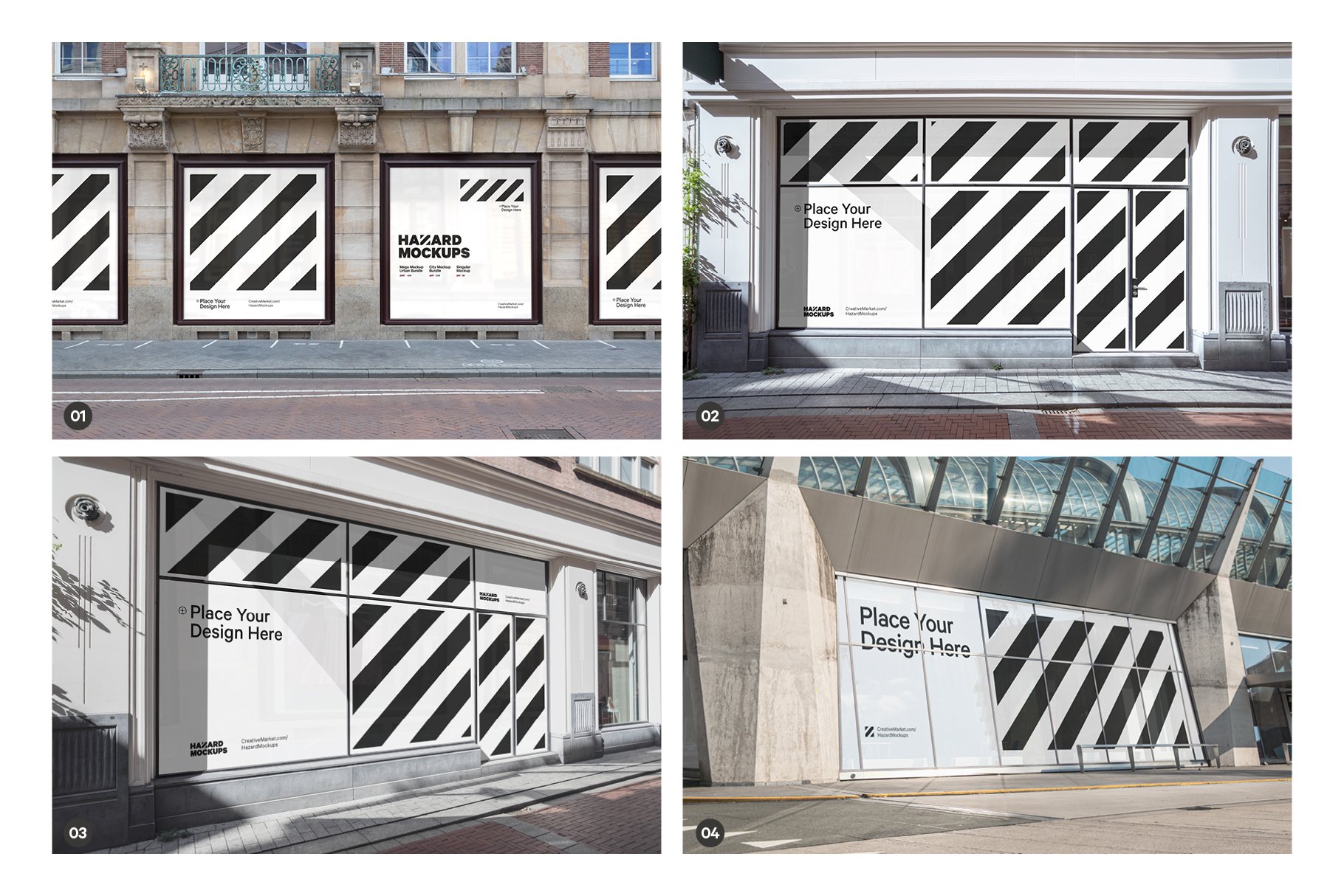 7x Shop Facade Mockup Bundle preview image.