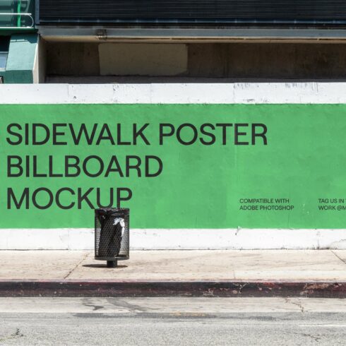 Urban Sidewalk Billboard Mockup PSD cover image.