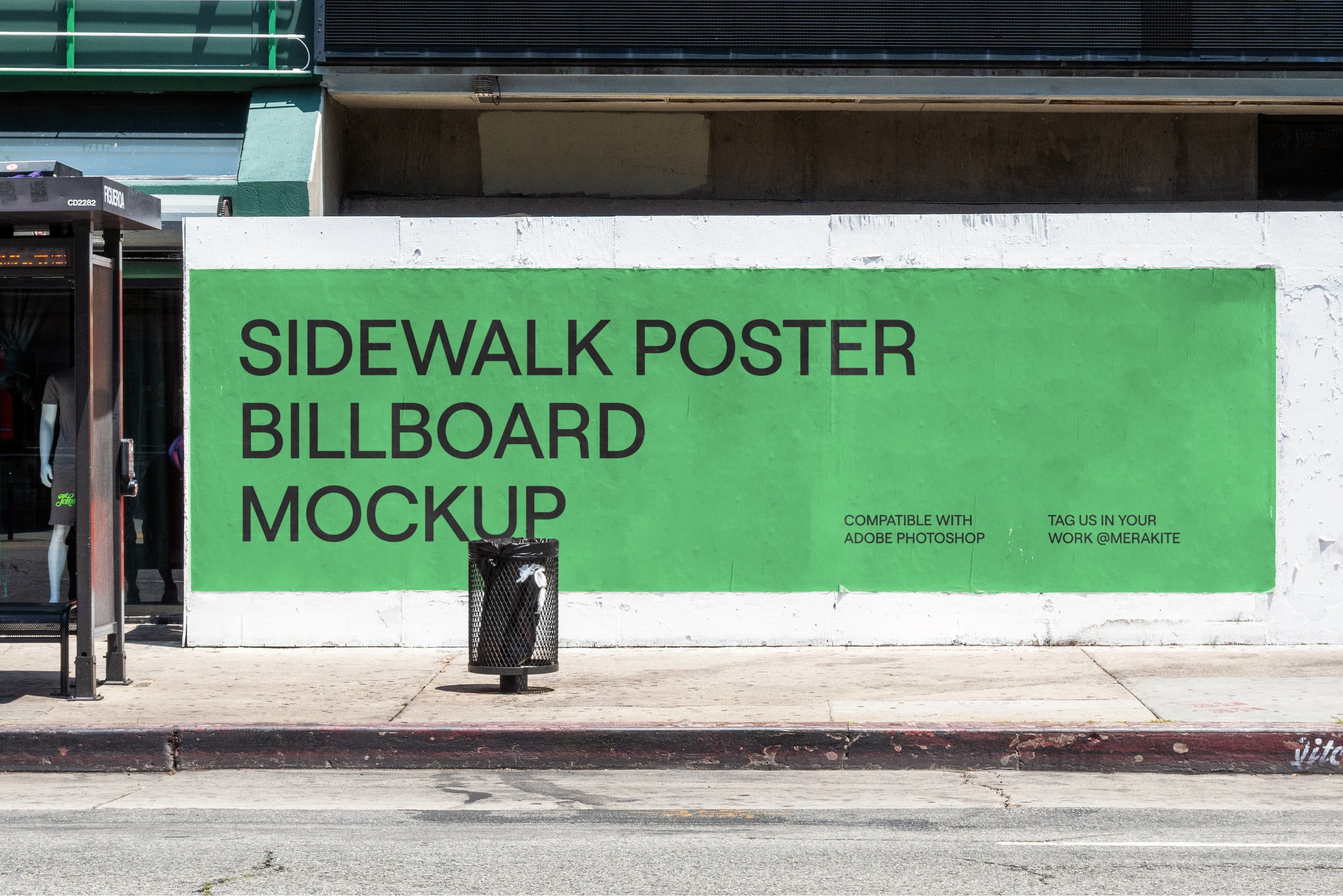 Urban Sidewalk Billboard Mockup PSD cover image.