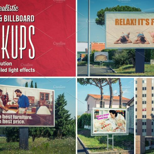 4 Signage & Billboards mockups cover image.