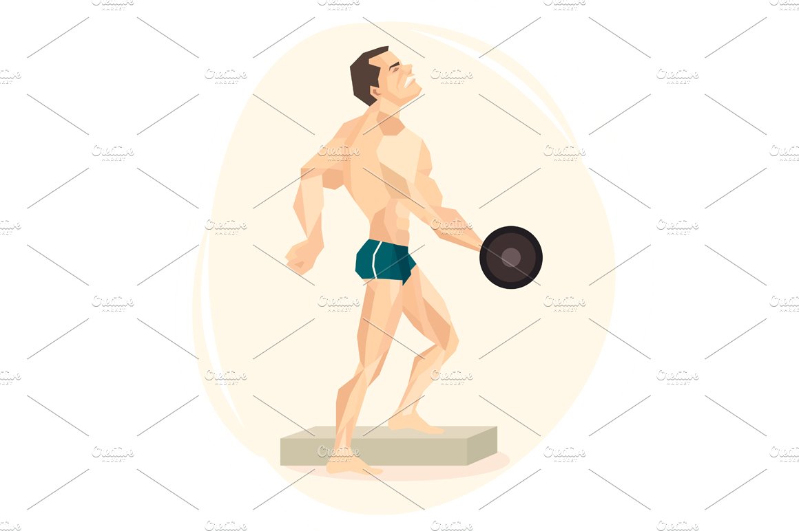 Illustration athlete weightlifter cover image.