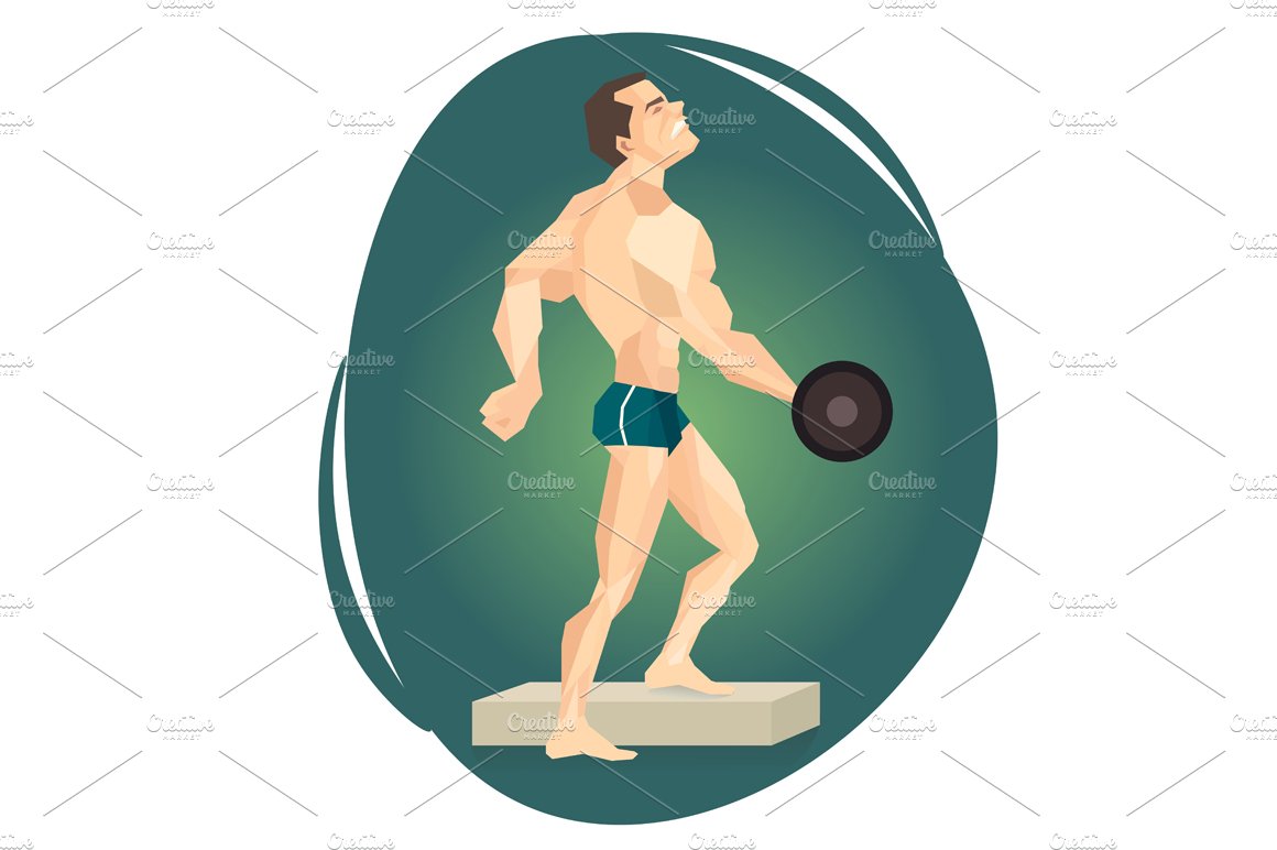 Illustration athlete weightlifter preview image.