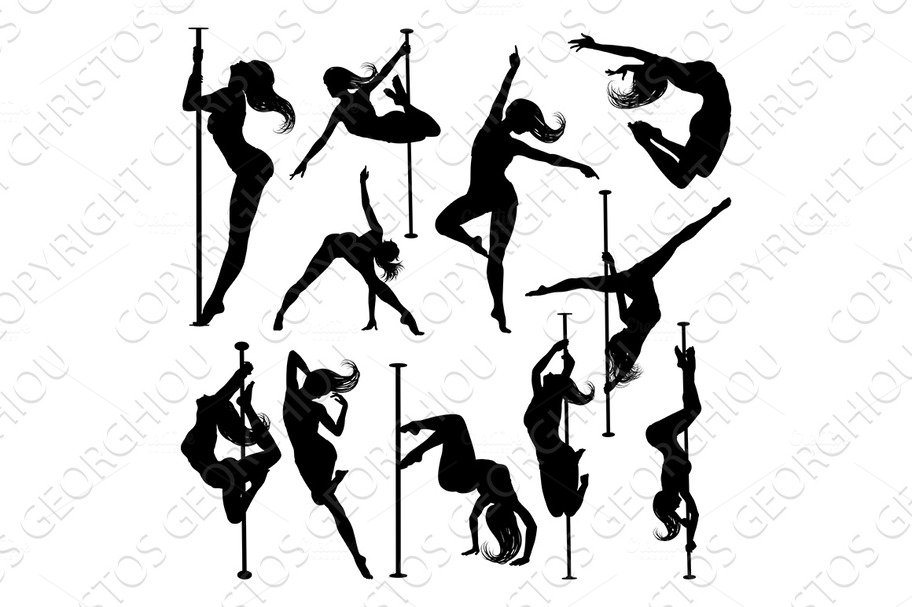 Pole Dancing Women Silhouettes Set cover image.