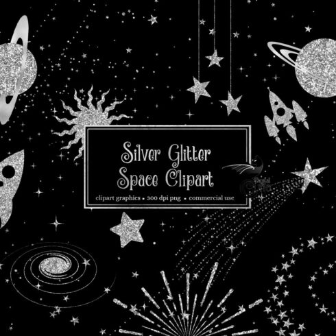 Silver Glitter Space Clipart cover image.
