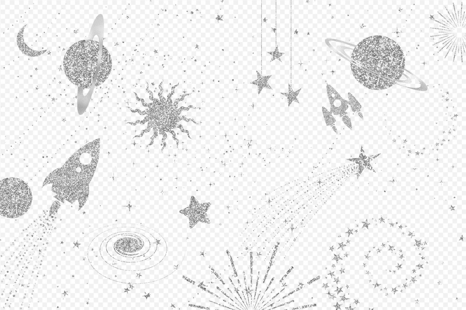Silver Glitter Space Clipart preview image.