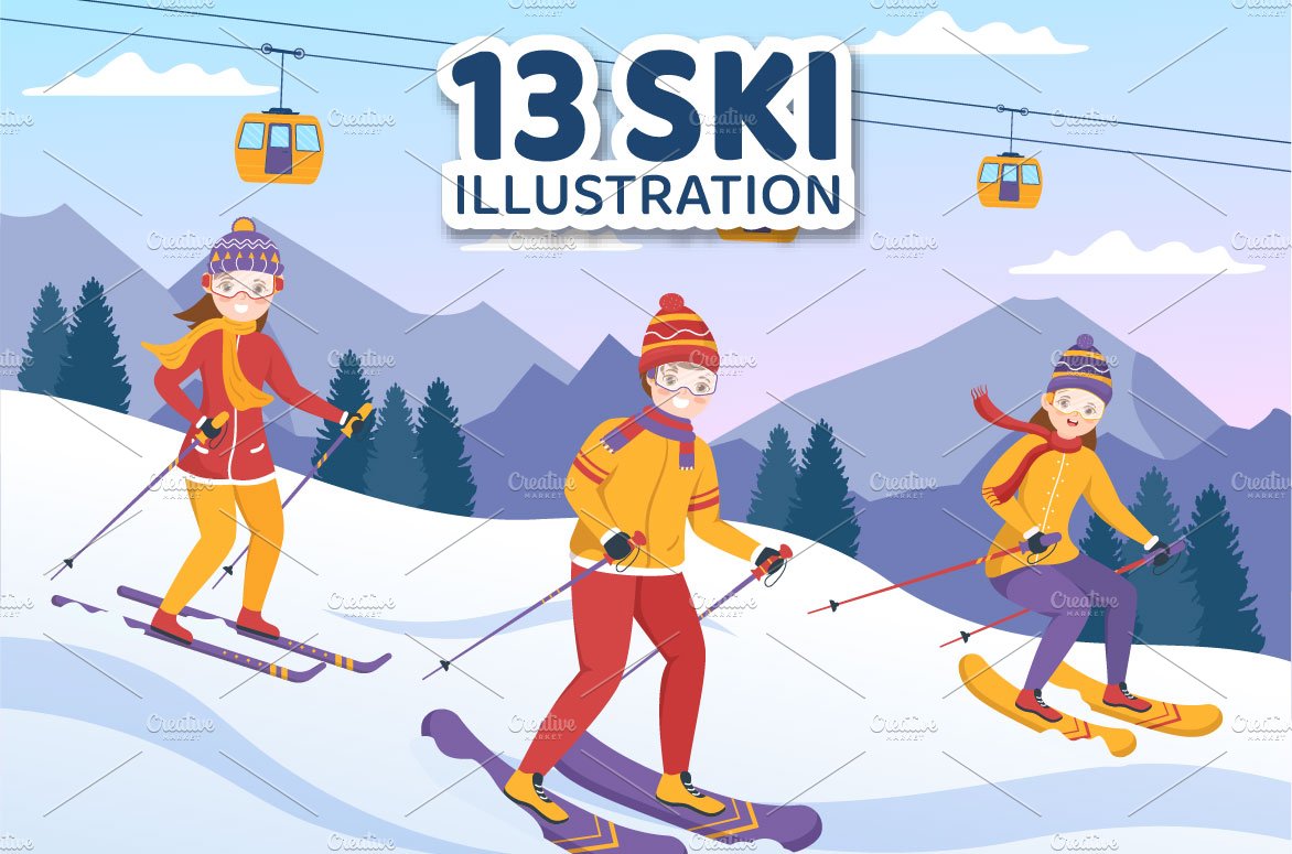 13 Ski Winter Sport Illustration cover image.