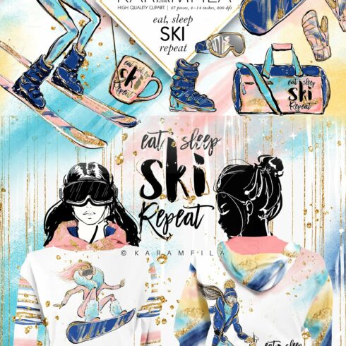 Skiing & Snowboarding Clipart cover image.