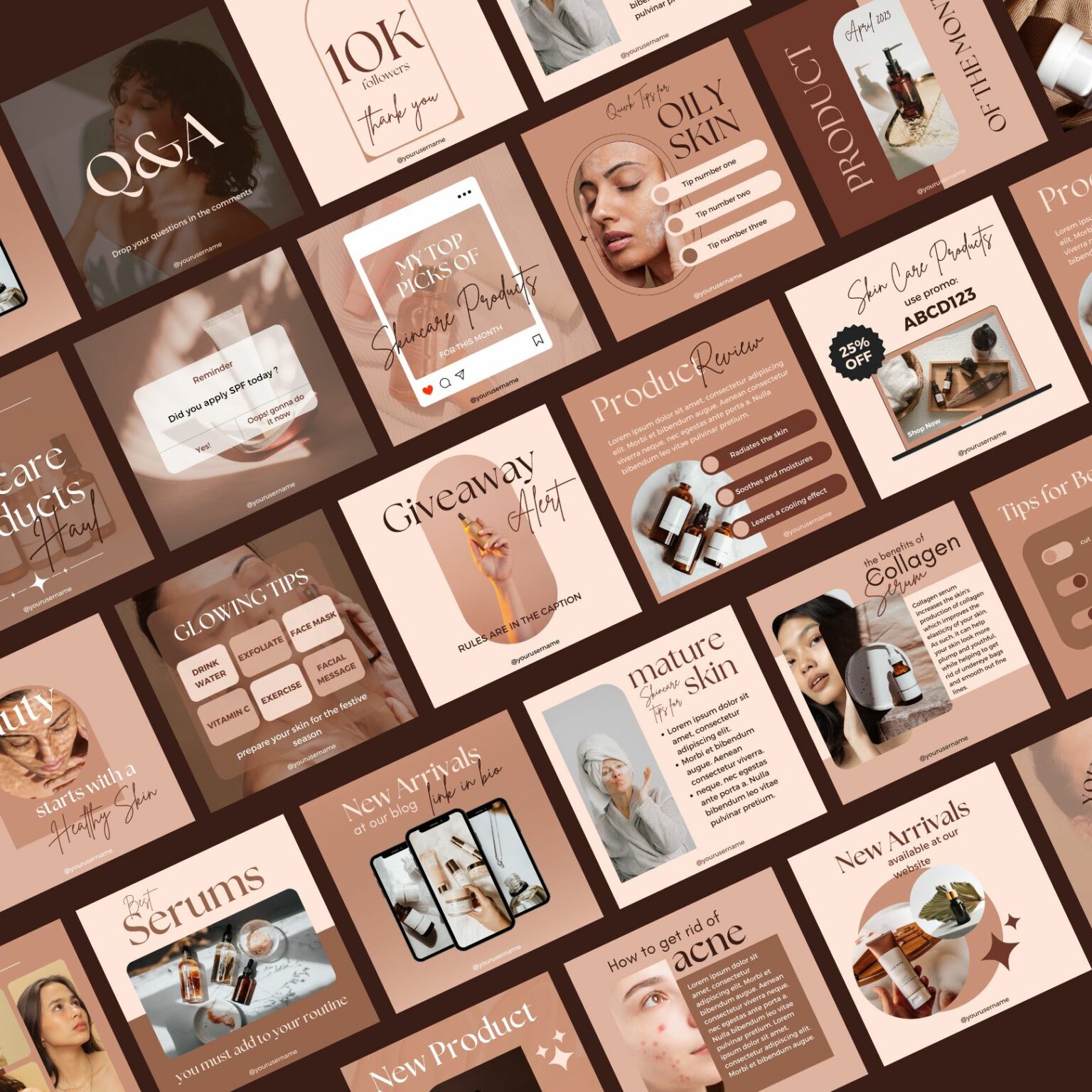 SkinCare Elegant Neutral Brown & Beige Instagram Canva Template ...