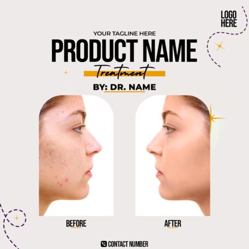 Skincare Social Media Template Instagram and Facebook cover image.