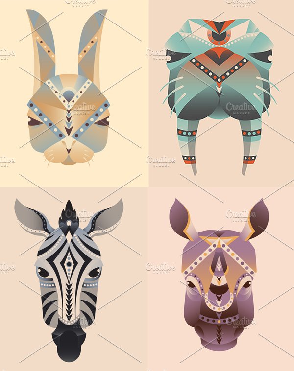 Geometric abstract animals head. preview image.