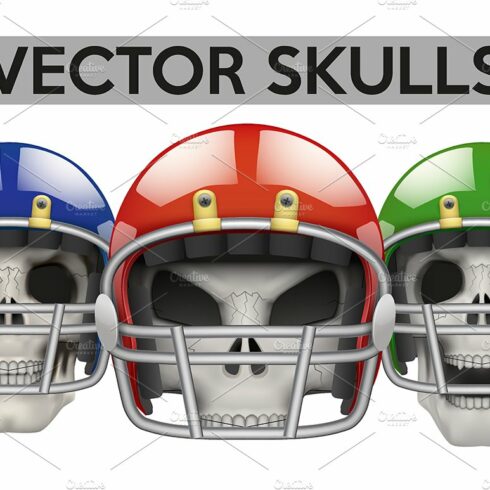 Human skulls with american football cover image.