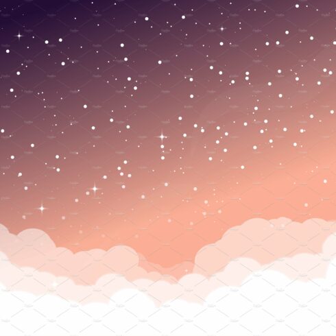Sky with clouds and stars cover image.