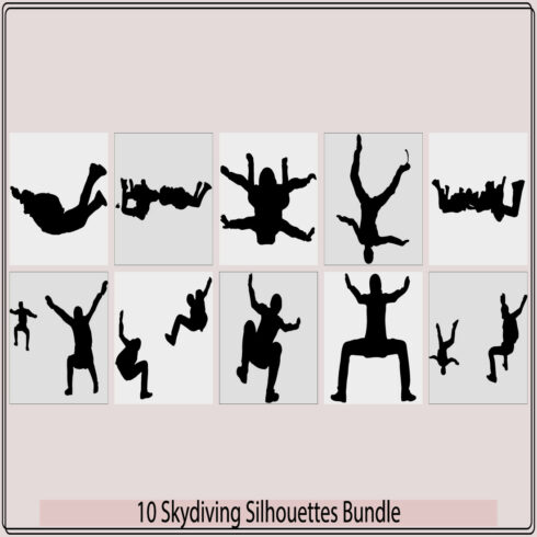 Abstract skydiver paint,Black Silhouettes Hang Glider or Parachute skydiving,Set of Skydivers, Parachuting Silhouettes Vector Image, cover image.