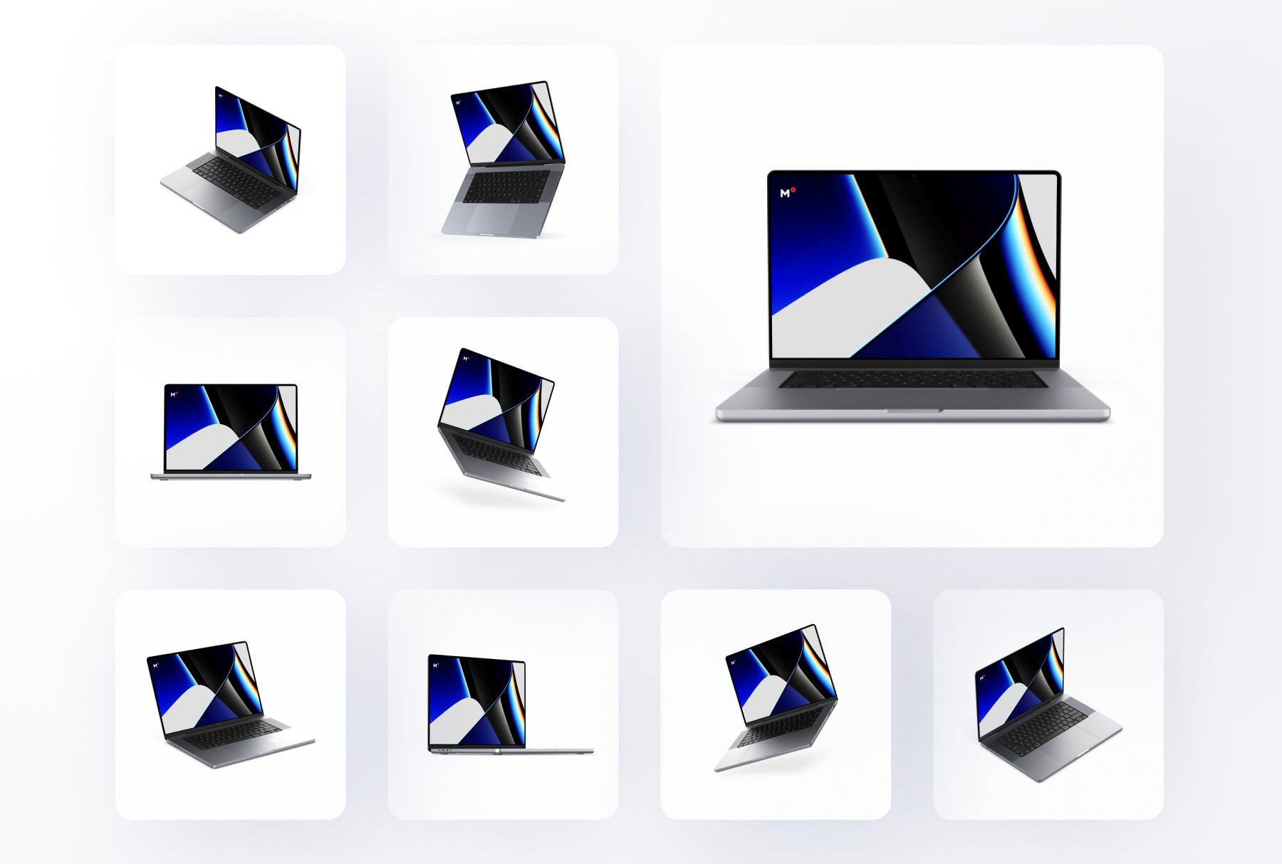 12 MacBook Pro 16" Mockups Scenes preview image.