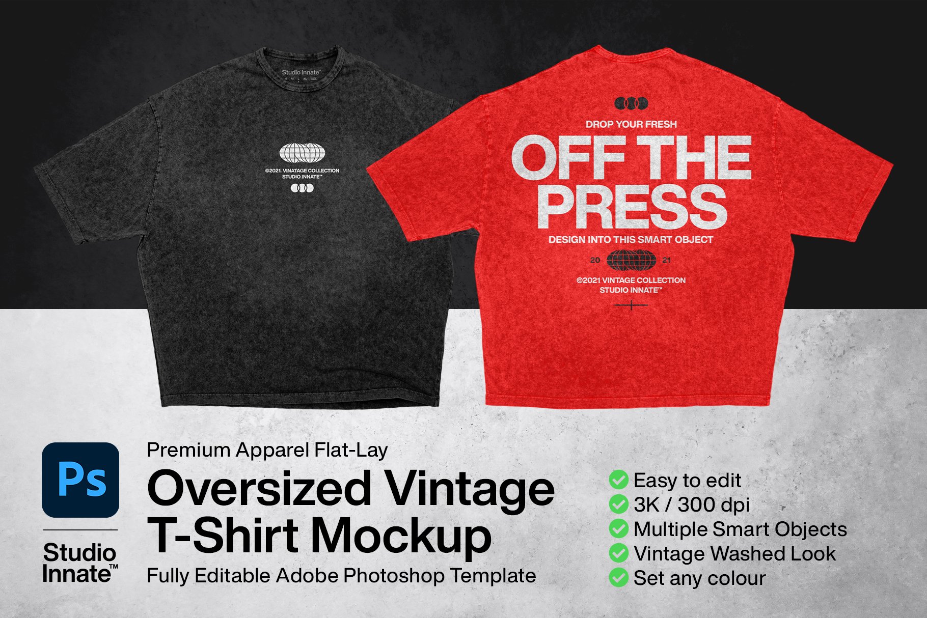 Oversized Vintage T-shirt Mockup cover image.