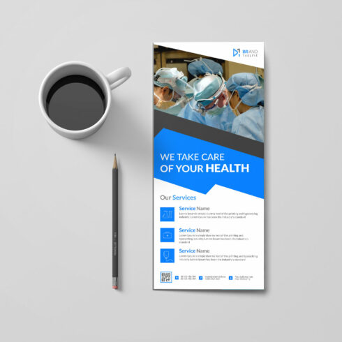 Doctor and medical service dl flyer design template cover image.