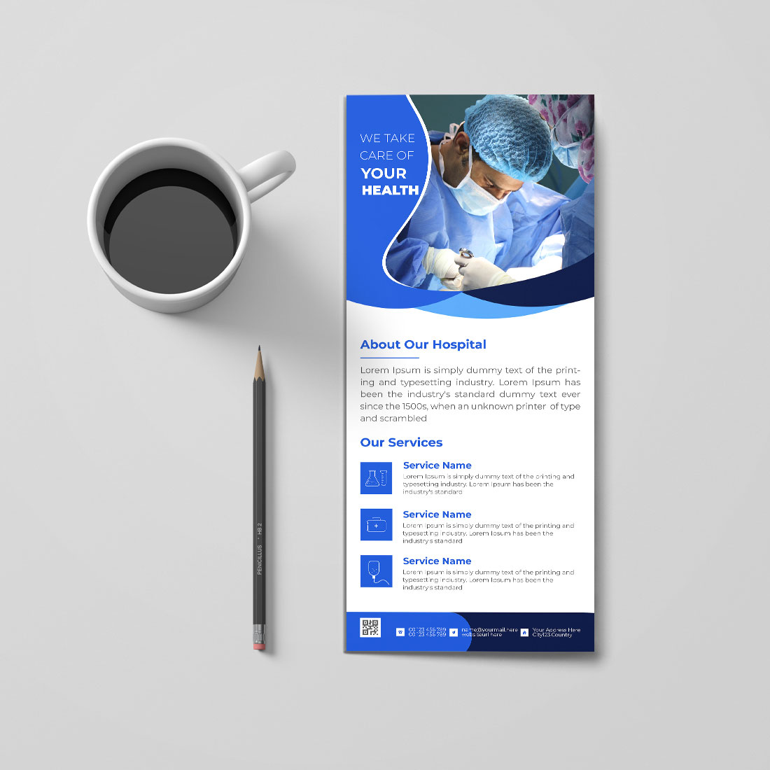 Medical rack card dl flyer design template cover image.