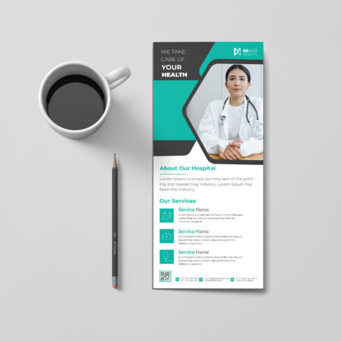 Medical rack card dl flyer design template cover image.