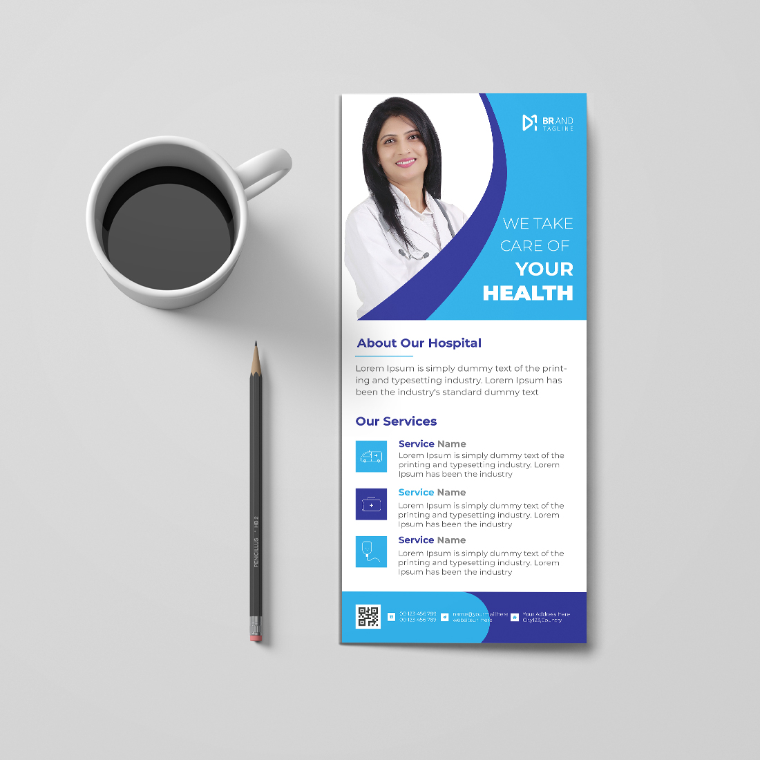 Medical healthcare rack card or dl flyer template cover image.