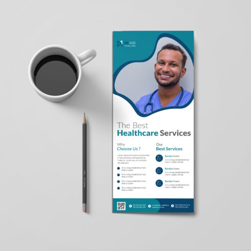 Medical rack card dl flyer design template cover image.