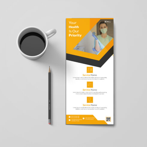 Dl medical rack card design with roll-up banner template cover image.