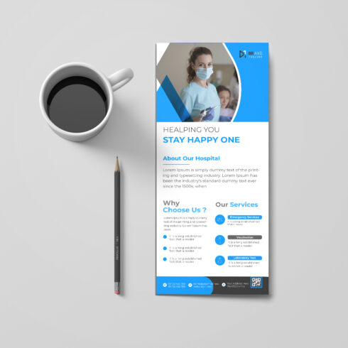 Creative corporate healthcare medical rack card dl flyer design template cover image.