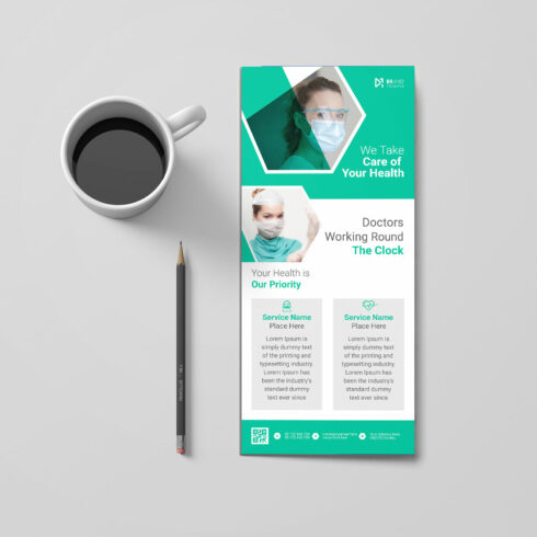 Healthcare medical rack card template cover image.