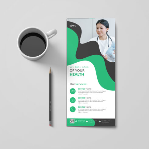 Medical rack card design with roll-up banner template cover image.