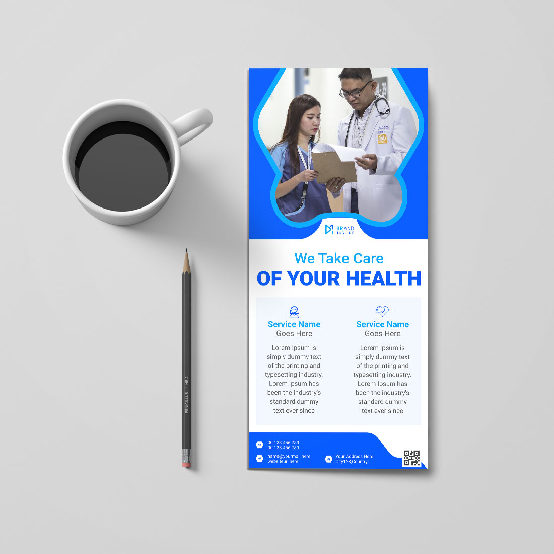 Medical rack card dl flyer design template cover image.