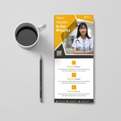 Medical rack card dl flyer design template cover image.