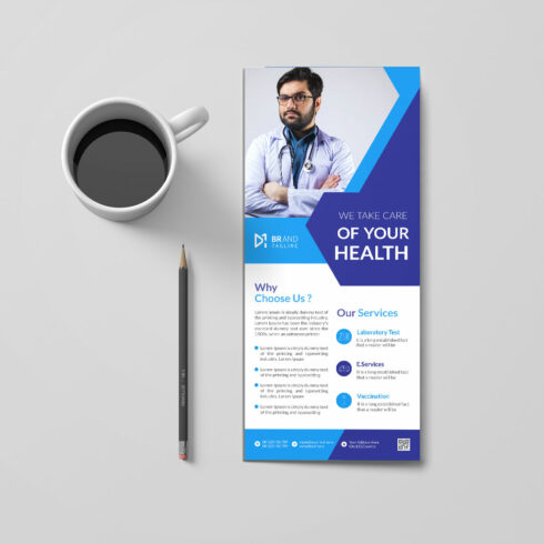 Doctor and medical service dl flyer rack card template cover image.