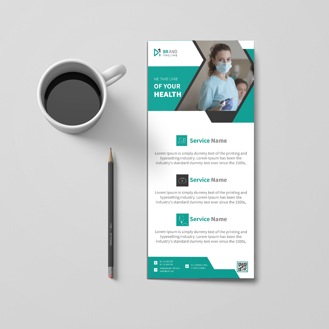 Medical rack card dl flyer design template cover image.